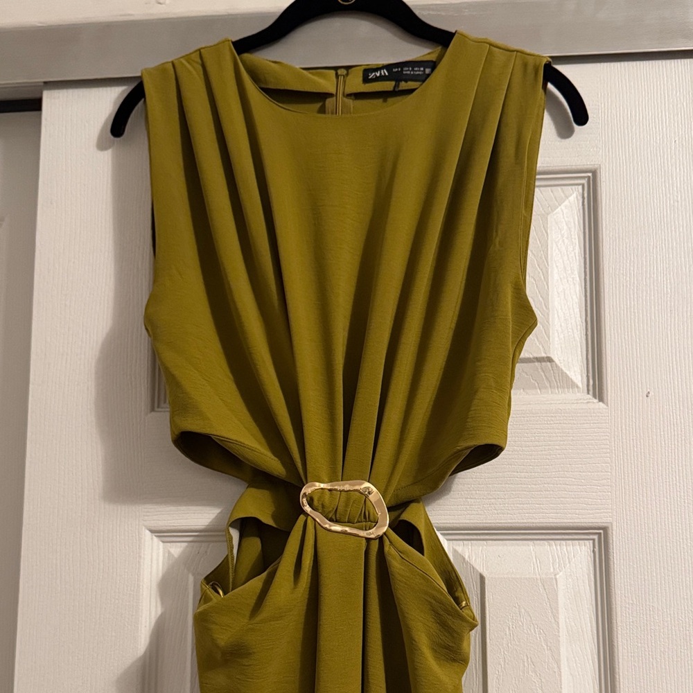 Elegant Olive Green Dress